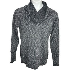 Athleta Women's L Large Space Dye Heathered Pullover Tunic Sweatshirt Cowl Neck‎